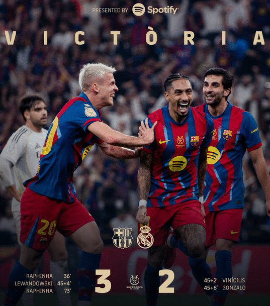 FC Barcelona dresy triumfují v dramatickém El Clásicu – Superpohár obhájen!